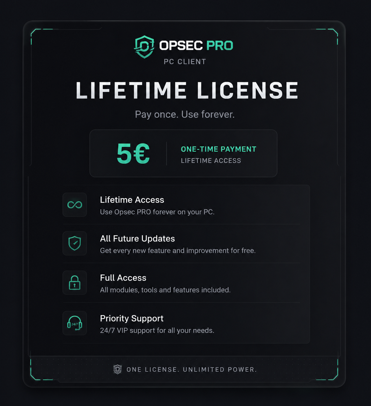 Visuel officiel de la carte Lifetime Infinity Opsec PRO